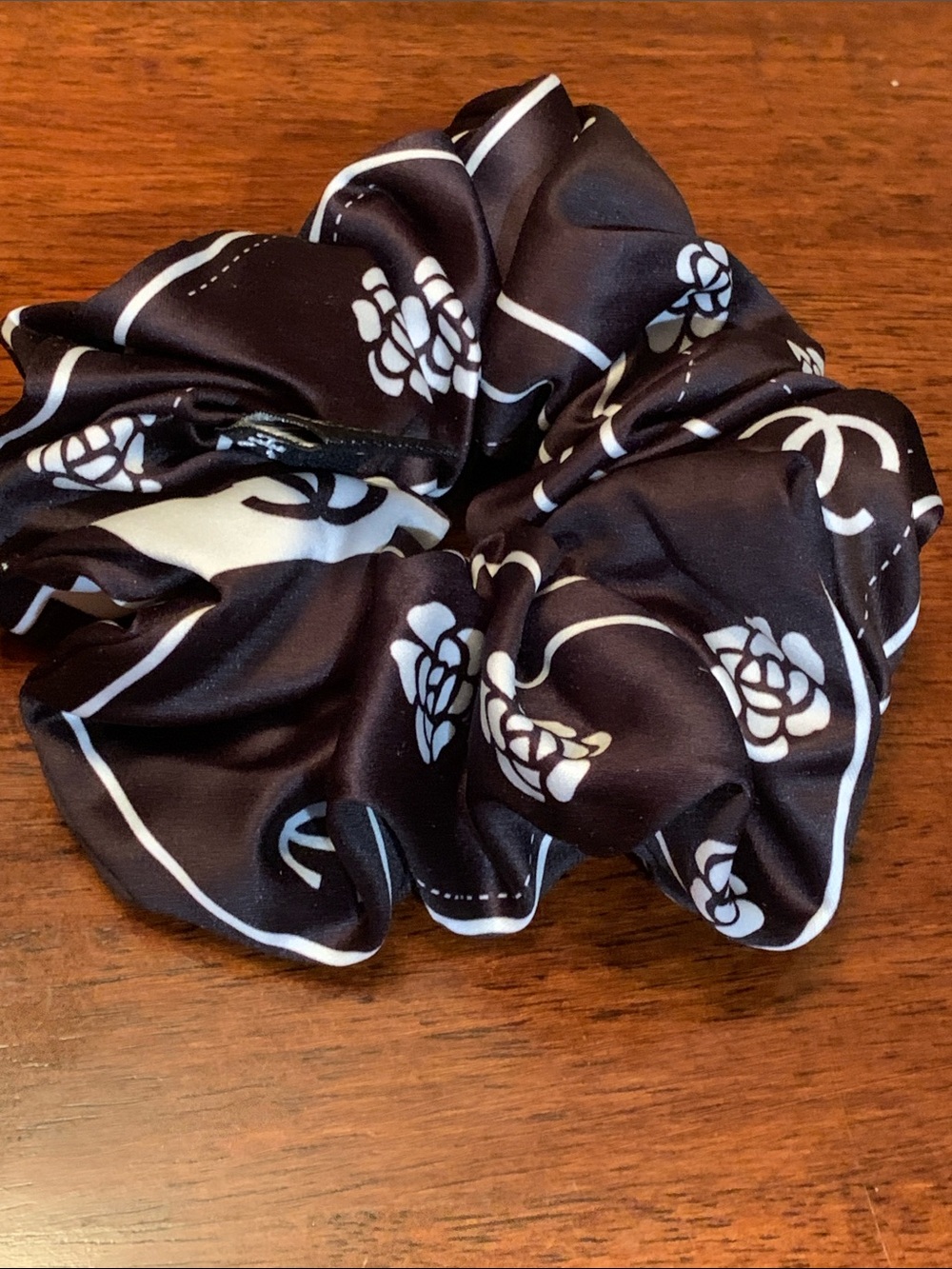 Gorgeous 100% silk black and white CC scrunchie. Must have for true fashion diva